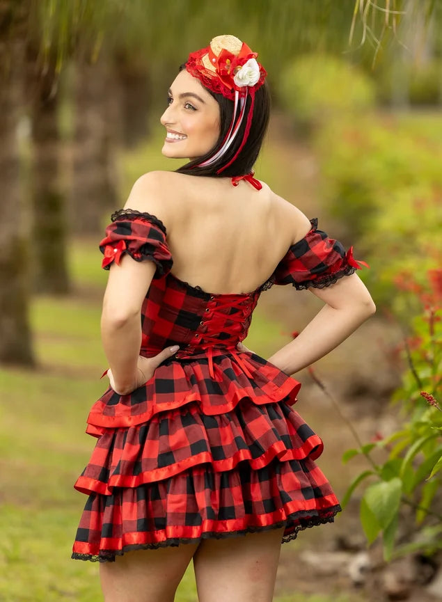 Conjunto Junino Corset Xadrez - Catarine